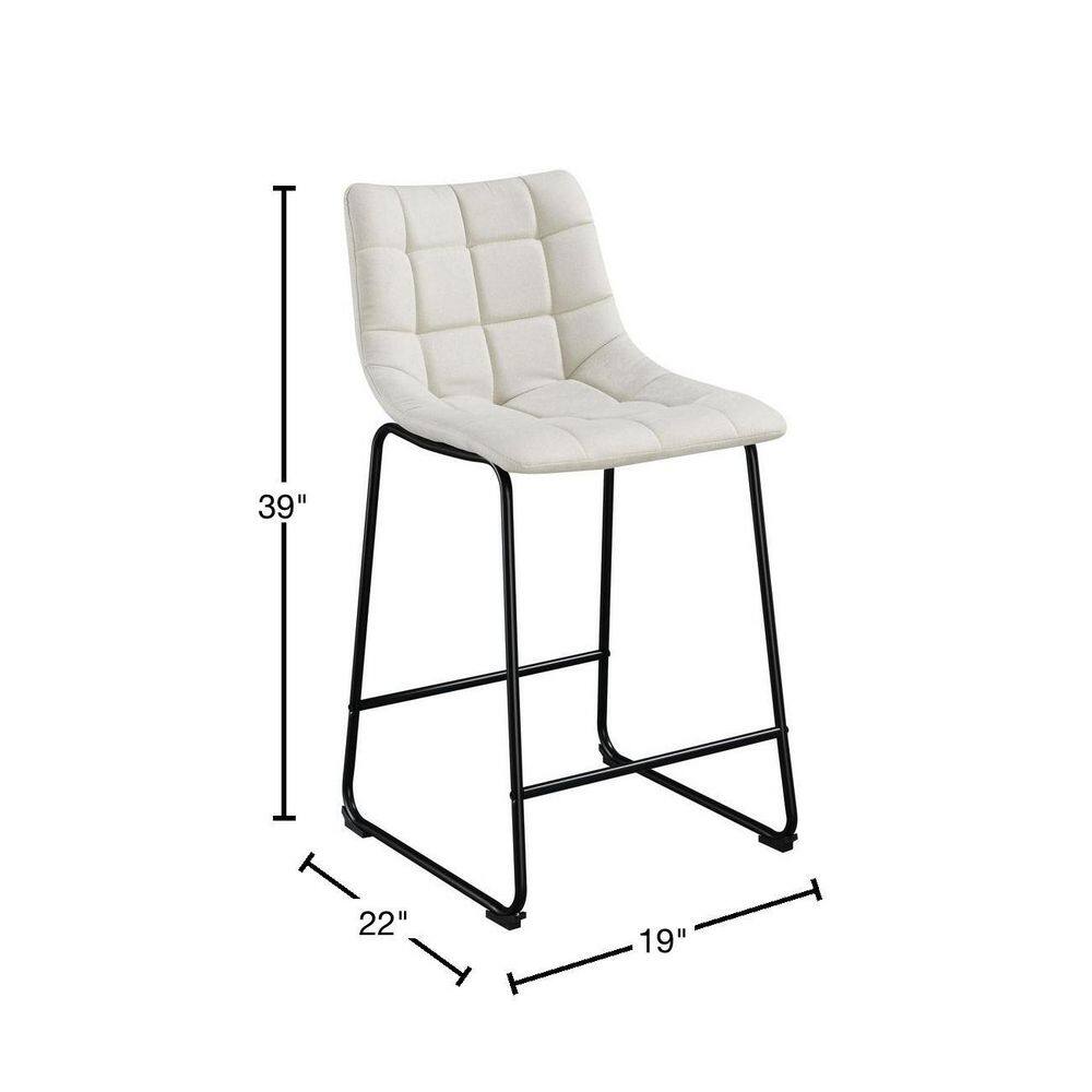 Linen White Industrial Metal & Wood 25" Counter Stool Set