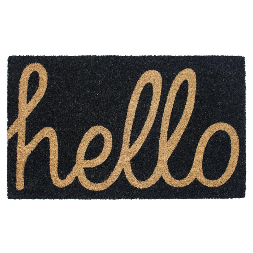 Black Hello Doormat