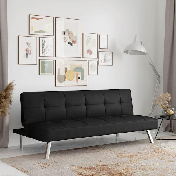 Serta Calgiri 66 in. Armless 3-Seater Sofa in Black