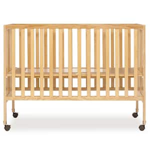 Quinn Full-Size Natural Folding Crib I Removeable Wheels I Modern Nursey I Adjustable Mattress Support