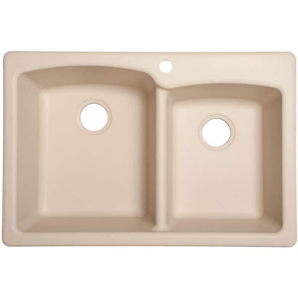Franke Dual Mount Composite Granite 33 in. 1-Hole 60/40 Double Bowl Kitchen Sink in Champagne