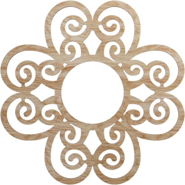 Ekena Millwork 0.375 in. x 24 in. x 24 in. Wood (Red Oak) Medallion Moulding