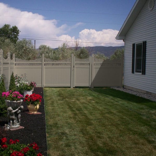Weatherables Halifax 6 ft. H x 8 ft. W Khaki Vinyl Privacy Fence Panel Kit