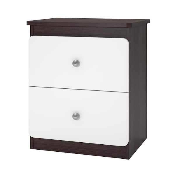 Cosco Willow 2-Drawer White and Coffee House Plank Nightstand