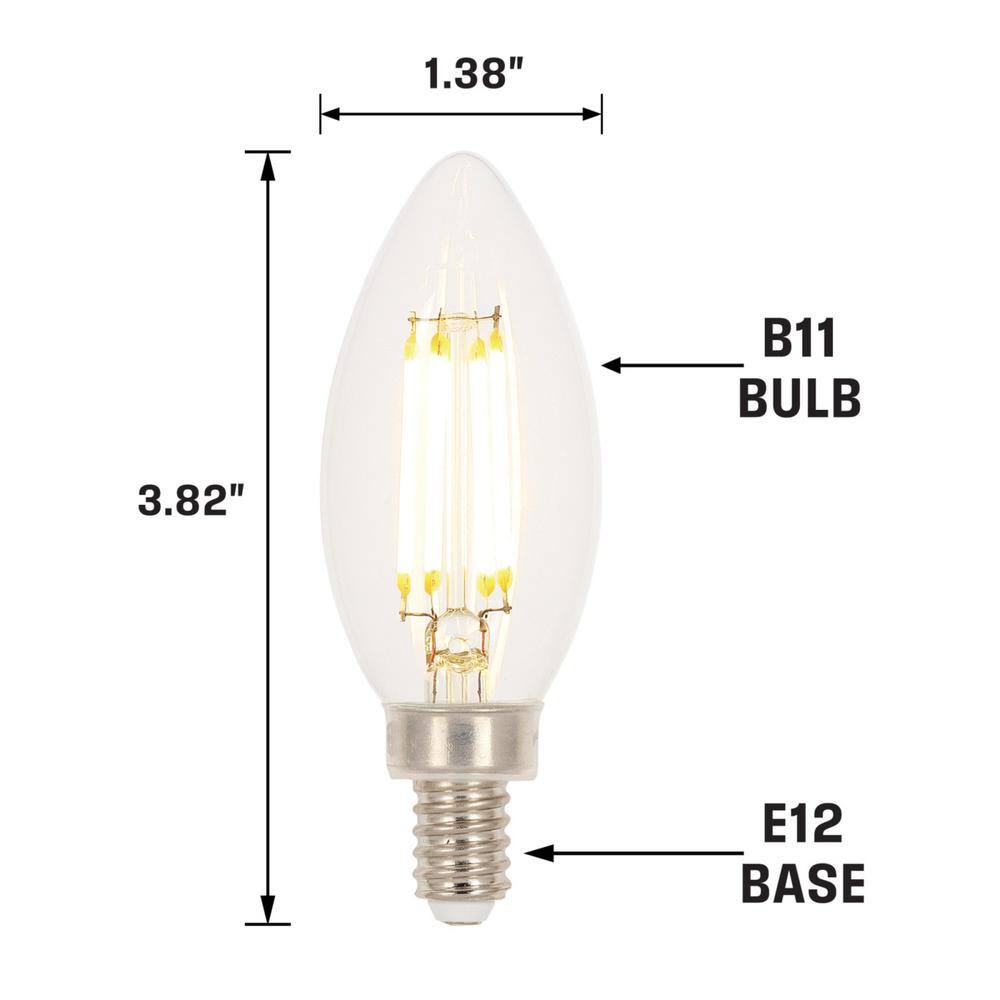 Clear Dimmable LED Candelabra Bulbs, 6-Pack, 2700K