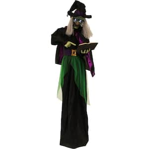 72 in. Battery Operated Poseable Standing Witch with White LED Eyes Halloween Prop