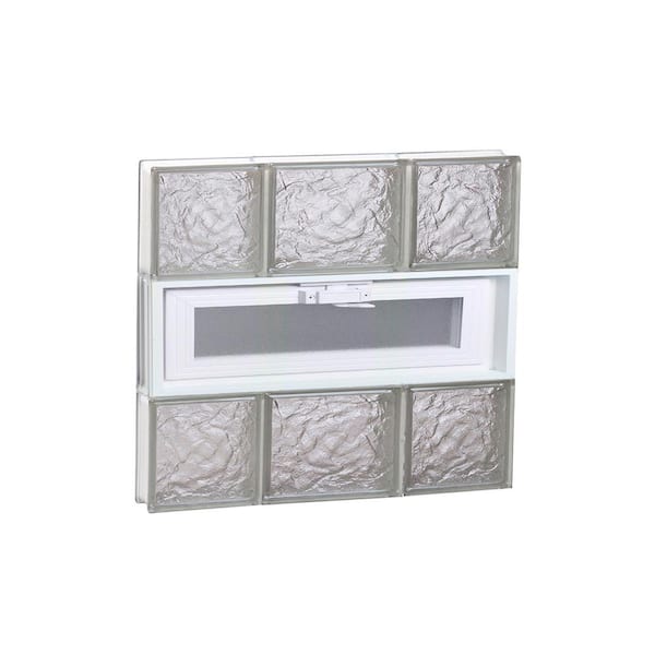 Clearly Secure 19.25 in. x 17.25 in. x 3.125 in. Frameless Ice Pattern Vented Glass Block Window