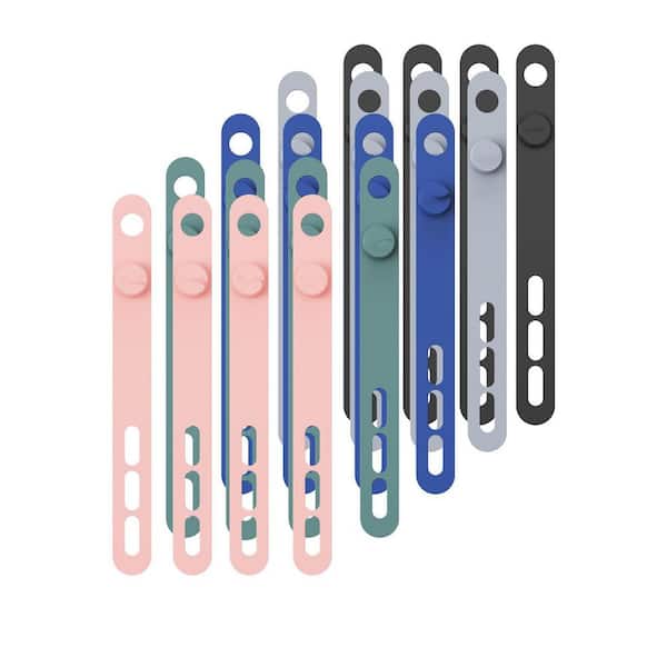Lukyamzn Silicone Cable Organizer 20 Pack Reusable Cord Ties with Widened High Elasticity Eco-Friendly Materials 5 Colors