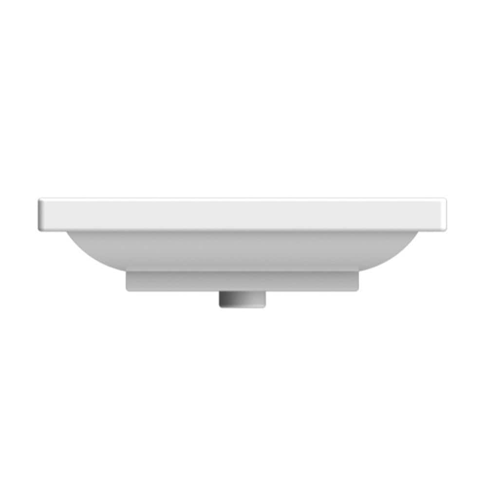 Modern Square White Ceramic Pedestal Bathroom Sink with Overflow