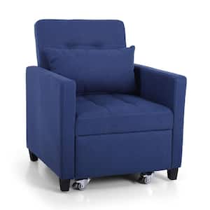 67 in. x 27 in. Blue Convertible Sofa Bed Living Room Recliner with Arms