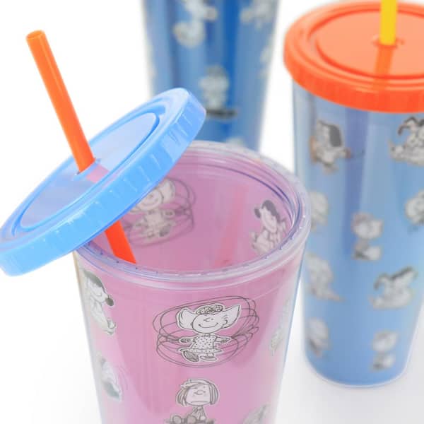 Peanuts Snoopy Acrylic Travel Cup/Glass w/Top & Straw 'Stick With Me  Sweetie