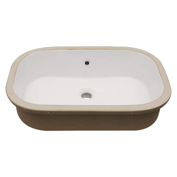 22 in. Undermount Rectangular Bathroom Vanity Sink in White Porcelain Ceramic with Overflow