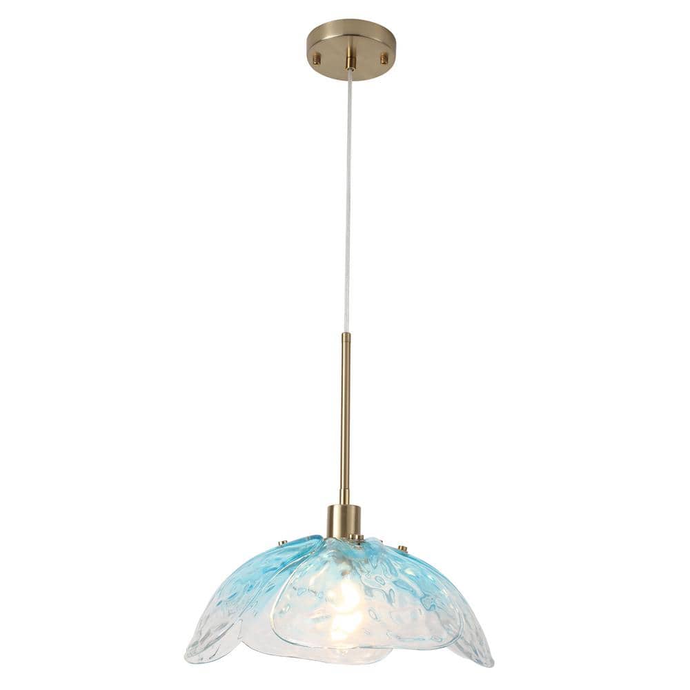 ADSENSTY 60 -Watt 1-Light Light Blue Pendant Light with