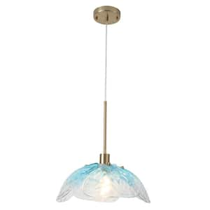 60 -Watt 1-Light Light Blue Pendant Light with Glass Shade, Hanging Vintage Ceiling Light Fixture