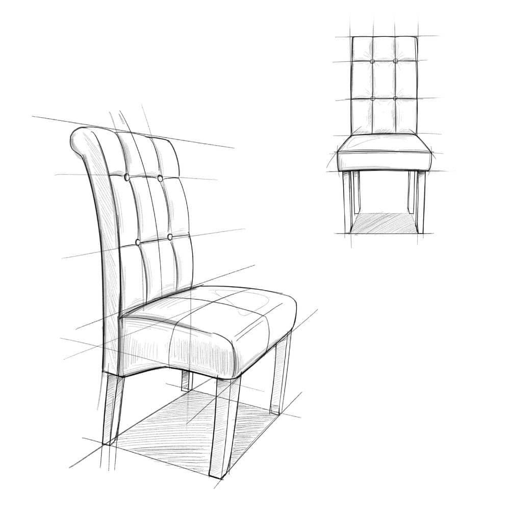 Midnight Black Faux Leather Upholstered Parsons Dining Side Chair