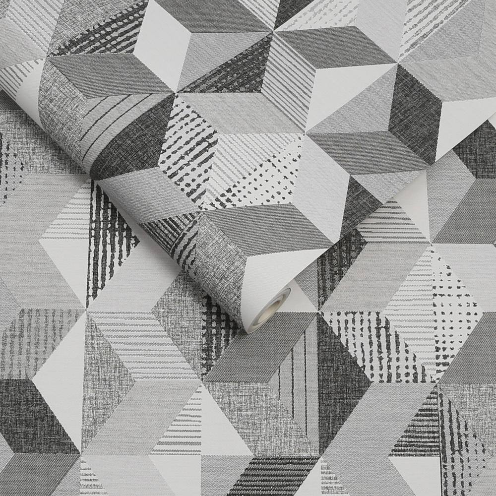 Grey Geometric Self-Adhesive Peel and Stick Wallpaper