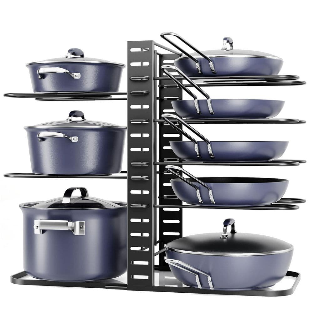 14.55 in. H Black Adjustable Standing 8-Tier Light Duty Pot Rack, Under Cabinet Pots and Pans Organizer Storage Rack price history on PriceWatchPro