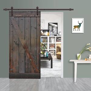 Z Series 42 in. x 84 in. Dark Coffee Stained Solid Knotty Pine Wood Interior Sliding Barn Door with Hardware Kit