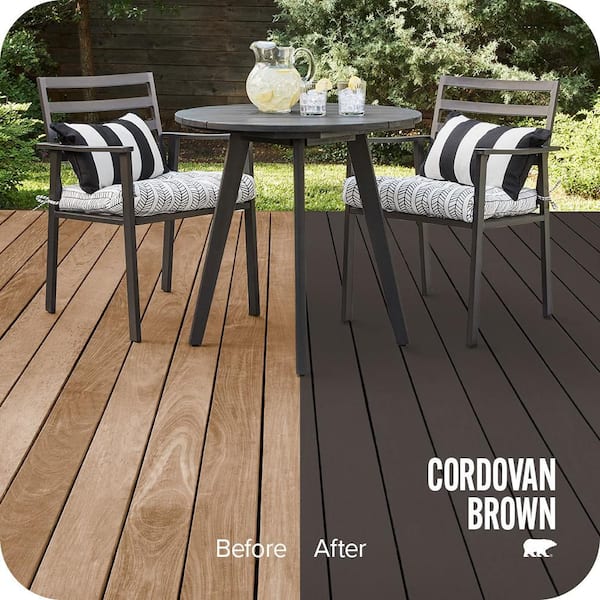 1 gal. #SC-104 Cordovan Brown Solid Color Waterproofing Exterior Wood Stain and Sealer