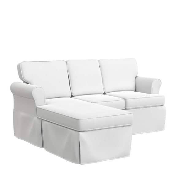 Hillsdale Furniture Faywood 75 in. Rolled Arm Polyester Modern Rectangle Removable Cushions Sectional White