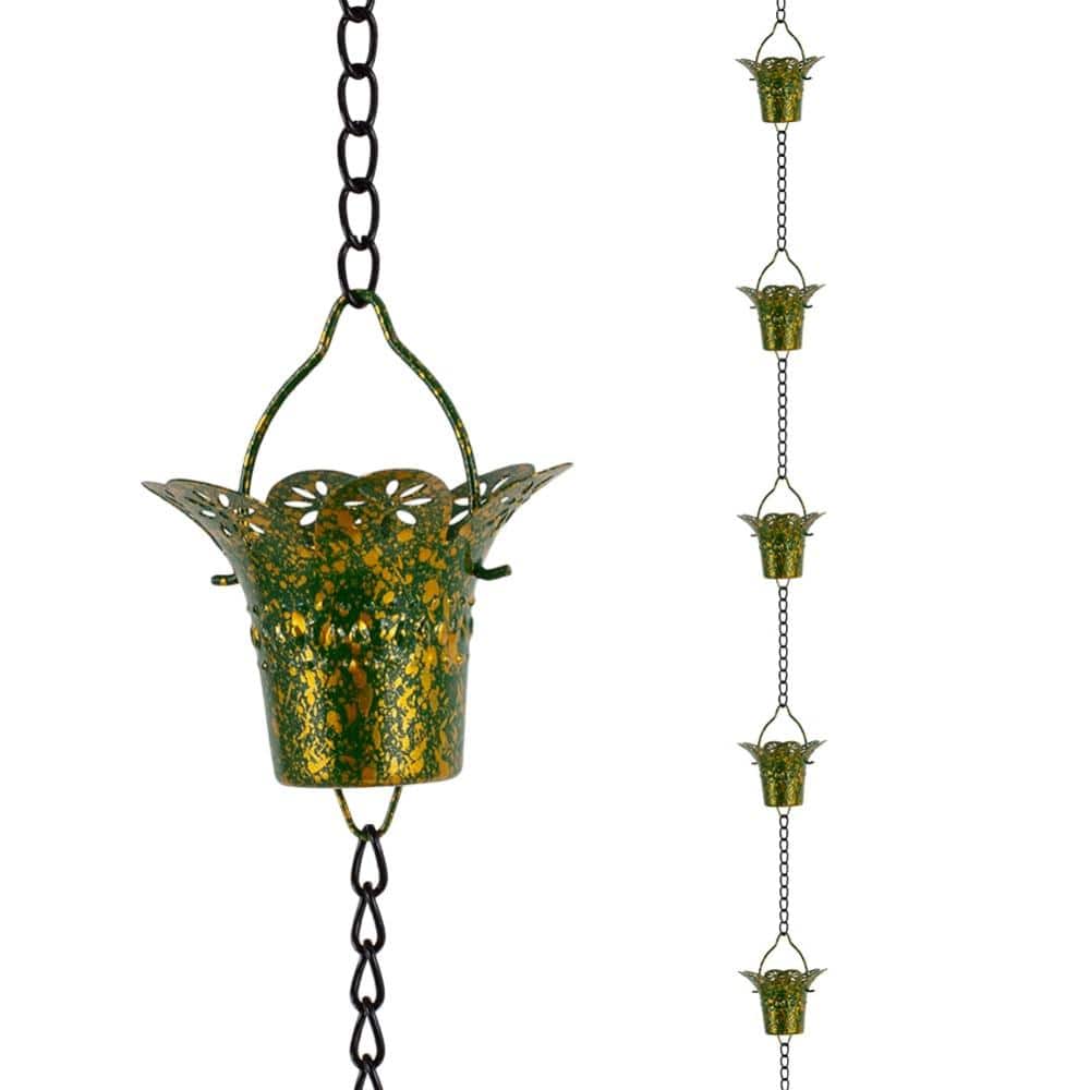 10 ft Rain Chain Replacement Downspout Adjustable Gold Green 12 Cup price history on PriceWatchPro