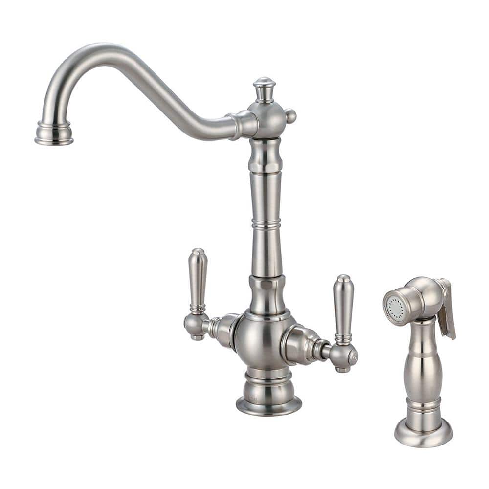 Pioneer Industries Americana Brushed Nickel 2-Handle Deck-Mount High-Arc Handle Kitchen Faucet Pioneer Industries Americana Brushed Nickel 2-Handle Deck-Mount High-Arc Handle Kitchen Faucet