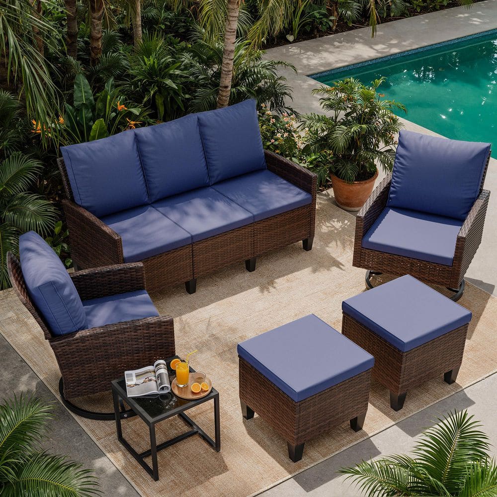 6-Piece Sectional Wicker Patio Conversation Set with Cushions price history on PriceWatchPro