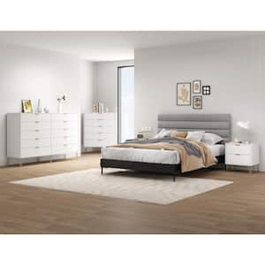 DUMBO White 3-Piece 2-Drawer 20.07 in. Nightstand, 5-Drawer 35.19 in. Chest and 10-Drawer 69.68 in. Dresser Set