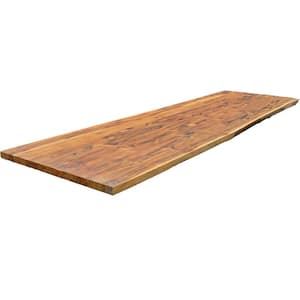 86.62 in. L x 25 in. W x 1.18in. D Unfinished Costa Rica Teak Butcher Block, Standard Countertop in with 1-Live Edge