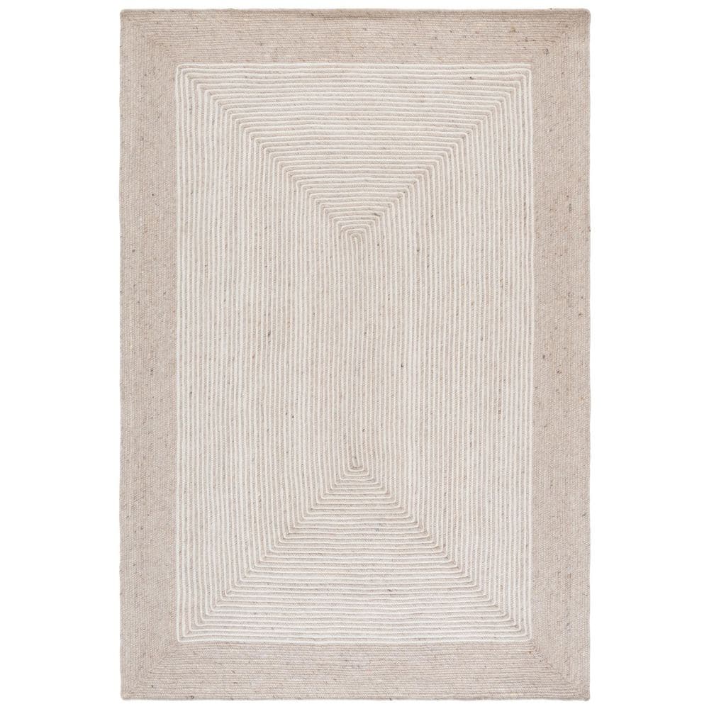SAFAVIEH Braided Beige/Ivory 8 ft. x 10 ft. Beige/Ivory Striped Area ...