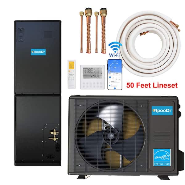 ENERGY STAR Wi-Fi 4-Ton 17.5 SEER2 48,000 BTU Inverter Ducted Split System Central AC with Heat Pump, 50Ft Lineset