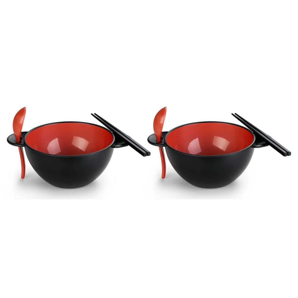 Ozeri Black and Red Earth Ramen Bowl 6-Piece Set