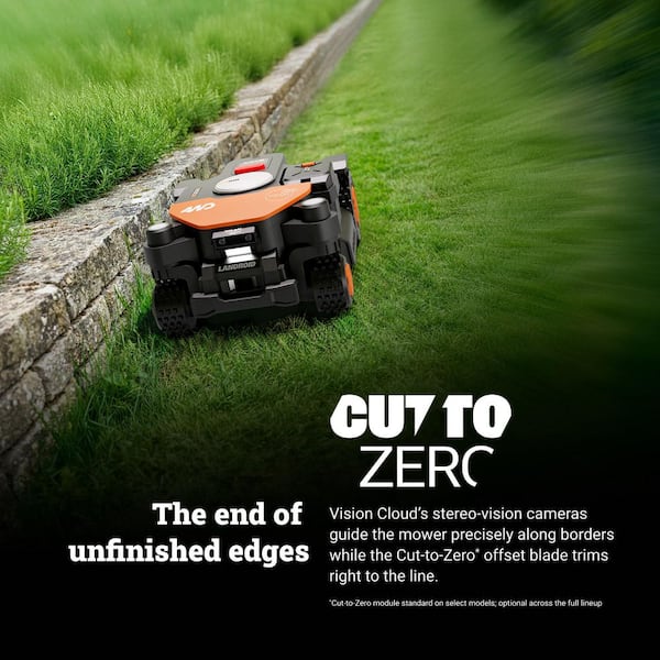 Landroid Vision Cloud 9 in. 4WD Robot Lawn Mower (1 Acre) RTK GPS Plus VSLAM Vision AI with Cut to Edge Trimmer