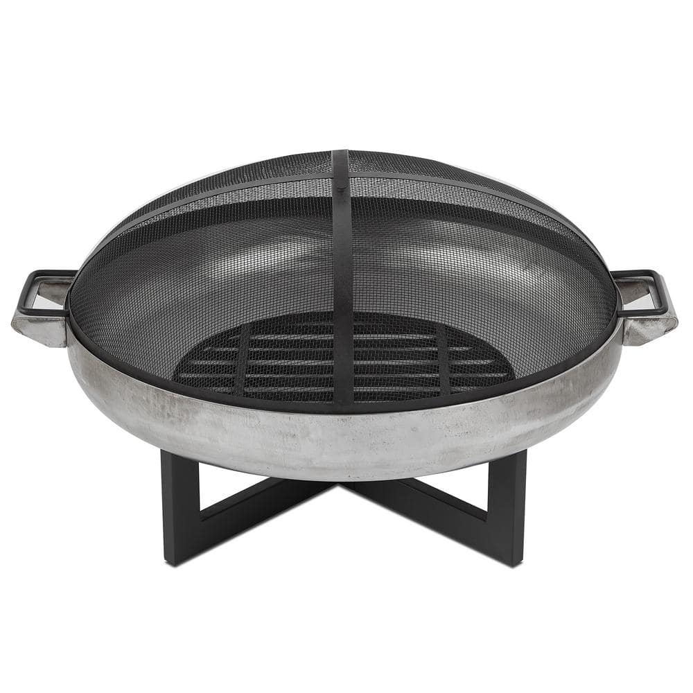 La Porte 34.5" Black and Rust Steel Wood Burning Fire Pit