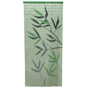 Leaves Beaded Bamboo Curtain Door 90 Strings 35.5 in. W x 78.8 in. L Wall Mounted Light Filtering Sheer Curtain 1 Panel
