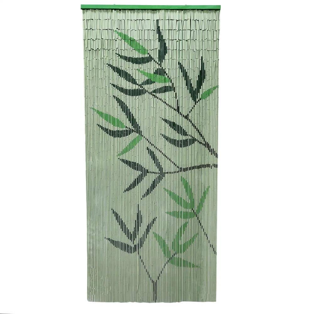 Leaves Beaded Bamboo Curtain Door 90 Strings 35 5 In W X 78 8 L Wall Mounted Light Filtering Sheer 1 Panel 5500650 The