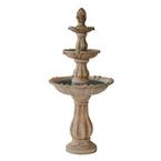 51 in. H Fiber Resin Beige 3-Tier Freestanding Waterfall Fountain