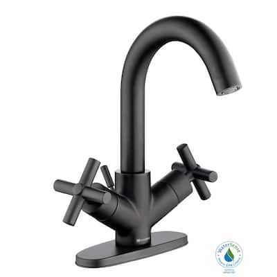Dorset Cross Single-Hole 2-Handle Bathroom Faucet in Matte Black