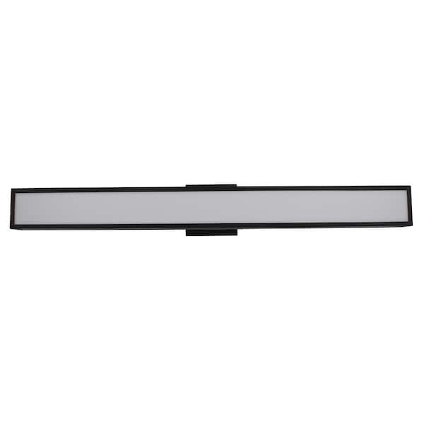 Maska 39-Watt Matte Black Dimmable Integrated LED Vanity Light with White Shade