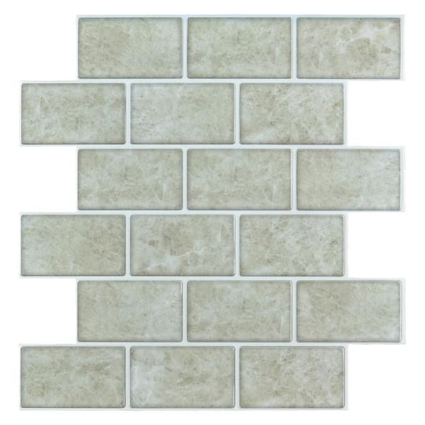 10 PCS Peel and Stick Floor Tile White and Grey Marble Look Self