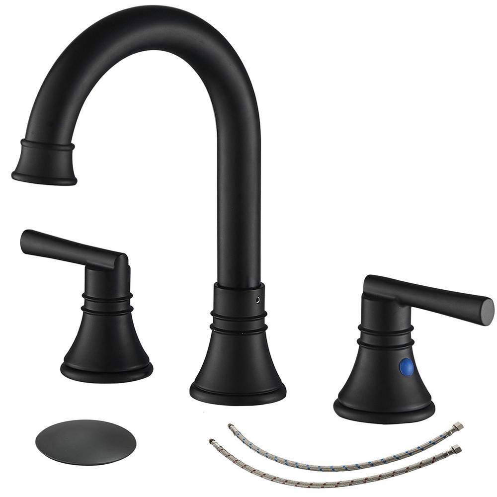 8 in. Widespread Double Handle Bathroom Faucet with Drain Assembly 3 Hole B