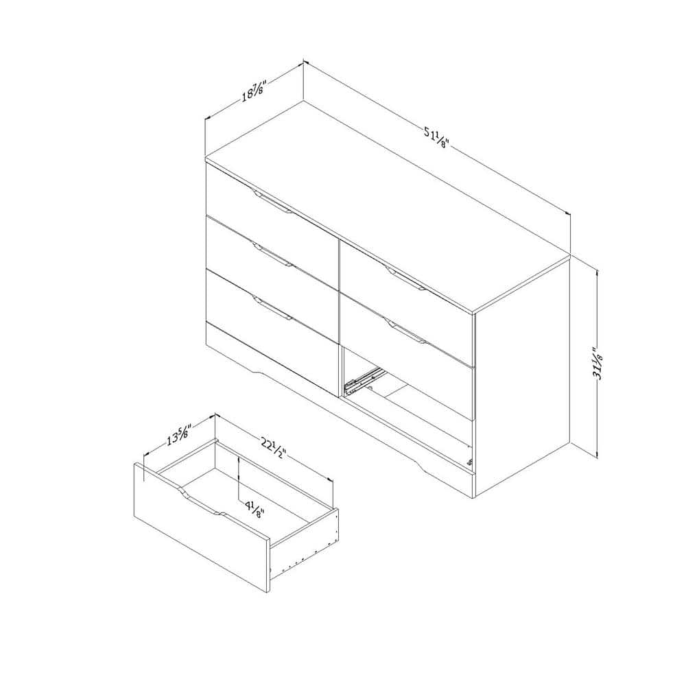 Gray Oak Double Dresser with Soft Close Drawers