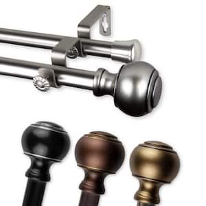 13/16 in. Dia Adjustable 28 in. -48 in. Double Curtain Rod in Antique Brass with Miyaki Finials