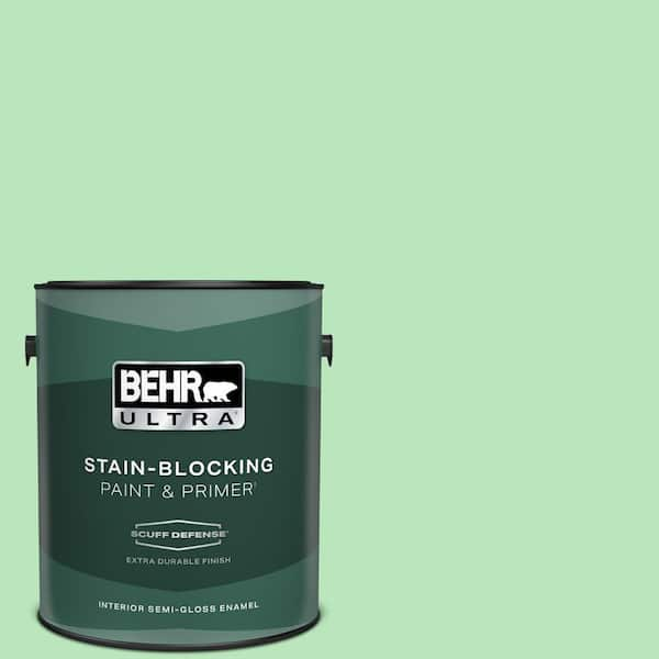 BEHR ULTRA 1 gal. #P390-3 Mint Parfait Extra Durable Semi-Gloss Enamel Interior Paint & Primer