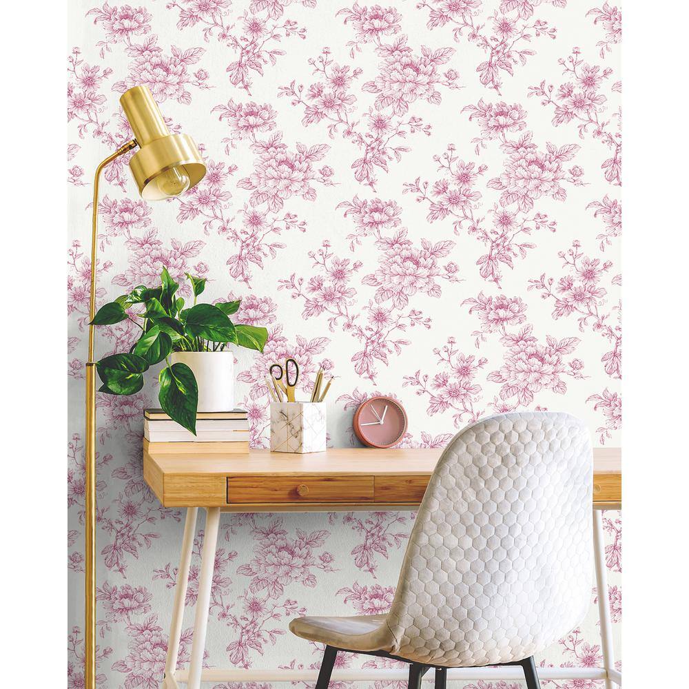Pink Floral Self-Adhesive Vinyl Wallpaper Roll
