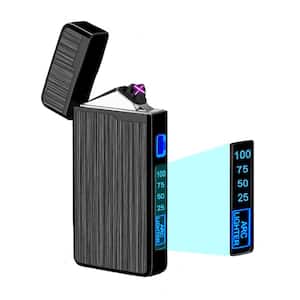 Digital Dual Arc Black Metal 220 mAh USB Rechargeable Electric LIghter with Safety Protection