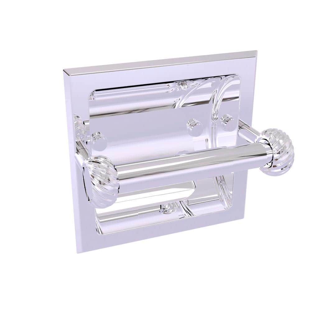 Polished Chrome Recessed Toilet Paper Holder with Twisted Accents