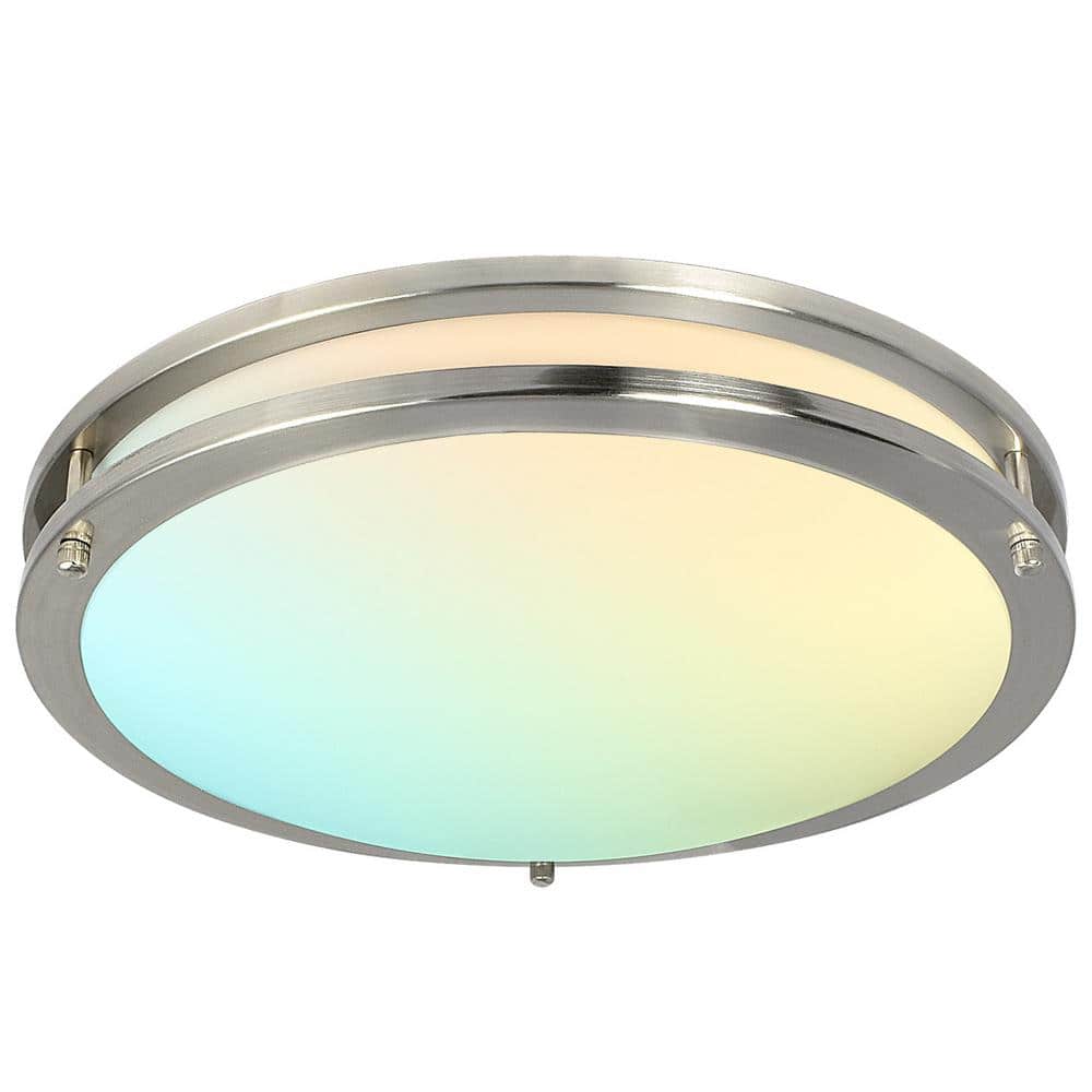 Eclipse 16" Multi-Temp LED Flush Mount Ceiling Light in Chrome