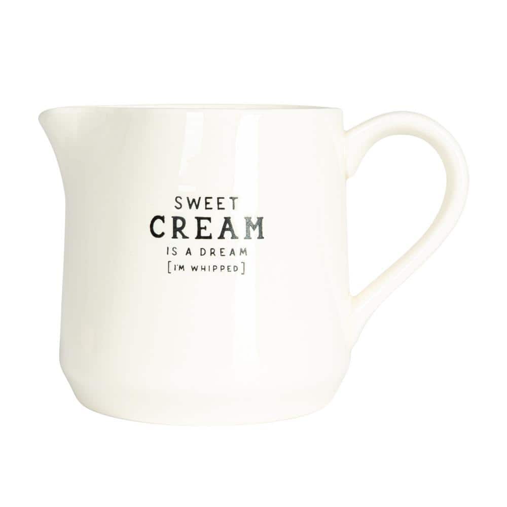 White Stoneware Creamer and Sugar Pot Set with Spoon