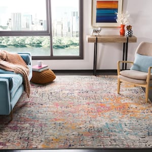 Madison Grey/Pink 8 ft. x 8 ft. Abstract Gradient Square Area Rug